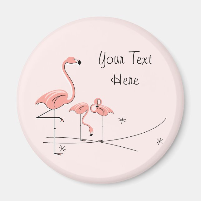 Flamant rose Texte rose Trio 4 aimant (Devant)
