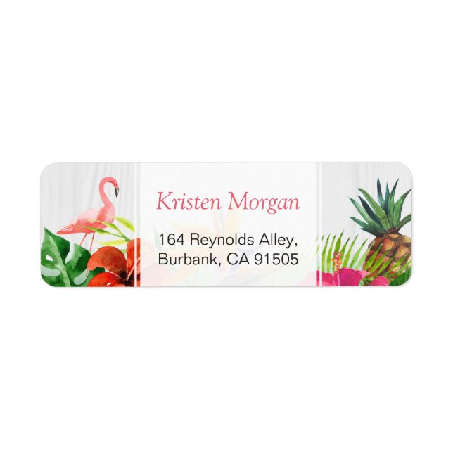 Flamant rose tropical Ananas Floral RSVP (Devant)