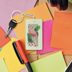 Flamant Rose Tropical Feuilles de Palmier Vert Lys