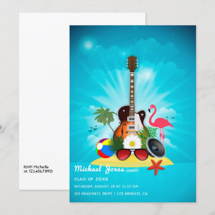 Flamant rose tropical Graduation Party Invitation