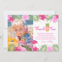 Flamant rose Tropical Luau Anniversaire Merci fill