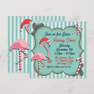 Flamant rose tropical Noël Invitation