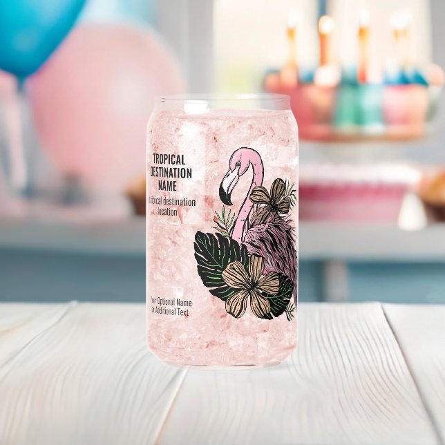 Flamant rose Tropical Texte Personnalisé (Insitu (Baby Shower))