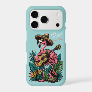 flamant rose vibrant portant un sombrero jouant de