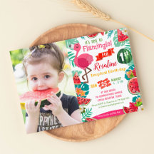 Flamant rose Watermelon Invitation photo Anniversa