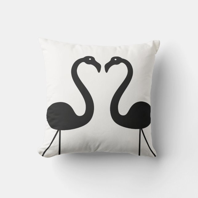Flamants roses de baiser Coussin extérieur blanc (Recto)