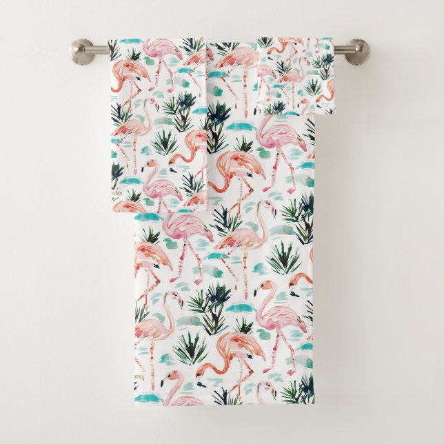 Flamants roses de rose d'aquarelle d'AWKWARRRD (En situation)