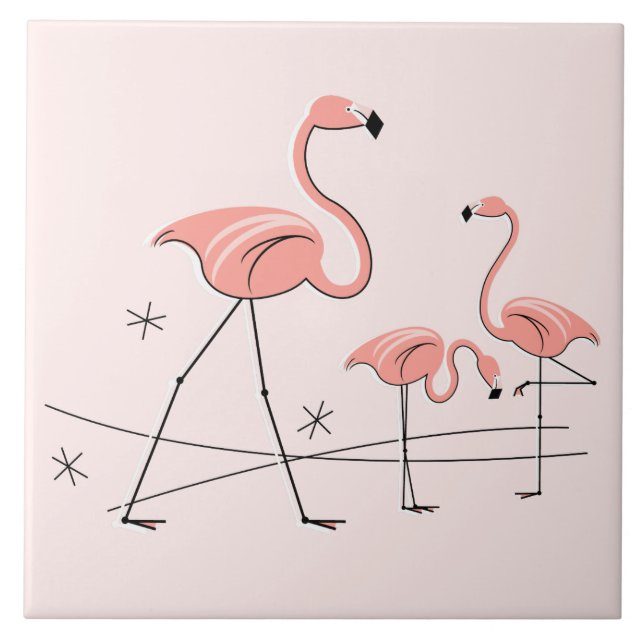 Flamants roses en carreaux trio rose 2 (Devant)