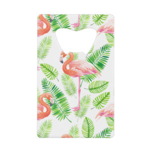 Flamants roses et feuilles tropicaux