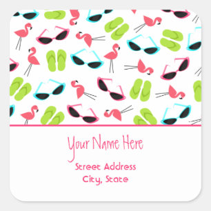 Flamants roses et lunettes de soleil Sticker d'adr