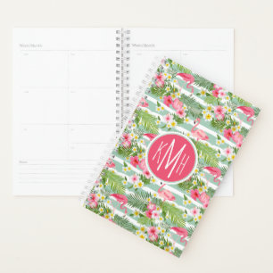 Flamants roses Et Rayures   Monogramme