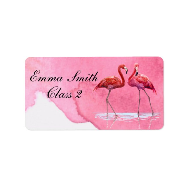 Flamants roses Étiquette scolaire personnalisé (Devant)
