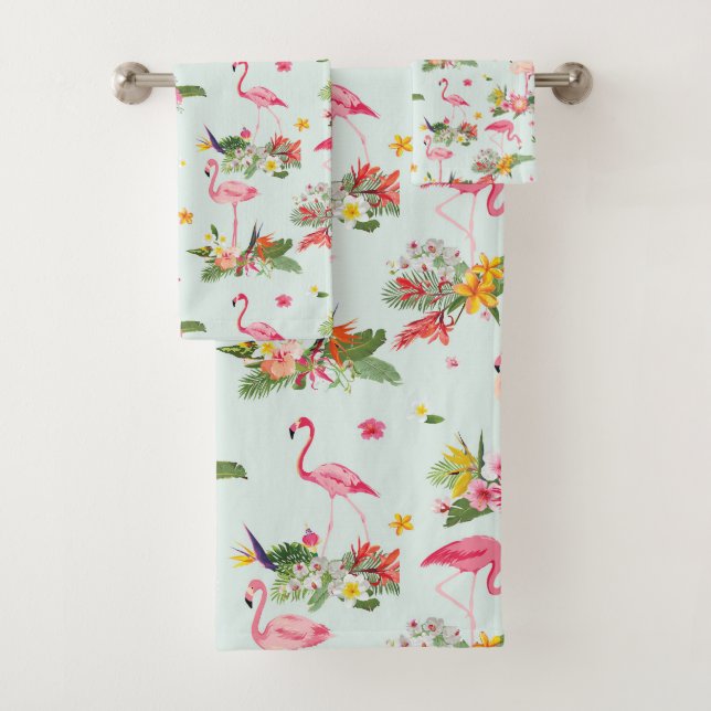 Flamants roses floraux tropicaux roses (En situation)