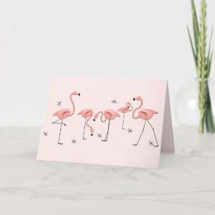 Flamants roses Groupe rose - Carte de voeux