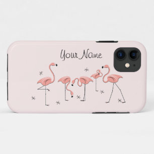 Flamants roses Groupe rose 'Nom' iPhone 11 coque