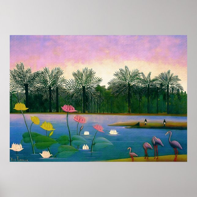 Flamants roses - Henri Rousseau Poster pourpre (Devant)