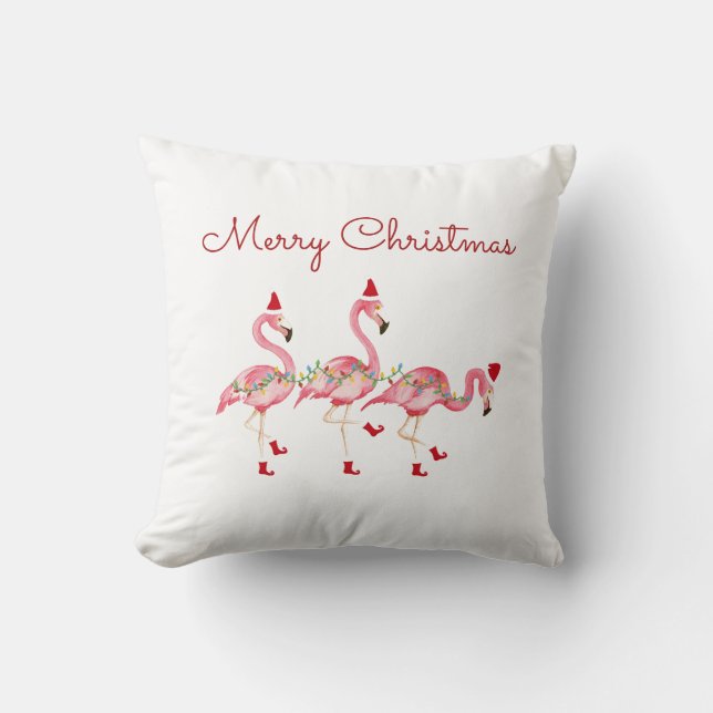 Flamants roses Jets de Noël oreiller (Recto)