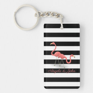 Flamants roses mignons, noir, bandes blanches Pers