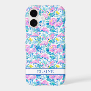 Flamants roses monogrammes aquarelle
