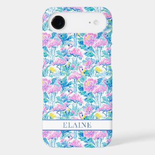 Flamants roses monogrammes aquarelle
