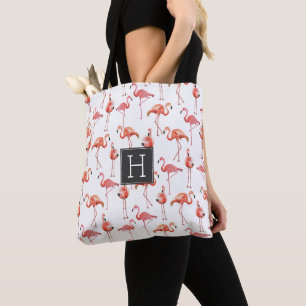 Flamants roses Motif Monogramme   SAC FOURRE-TOUT