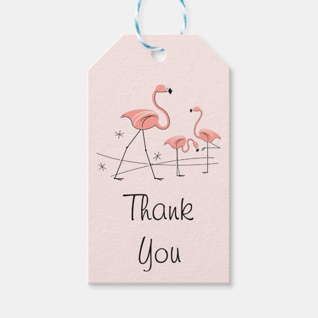 Flamants roses Pink Trio 2 Mercis étiquettes cadea (Devant)