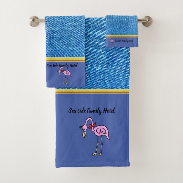Flamants roses romantiques rose avec texture denim (En situation)
