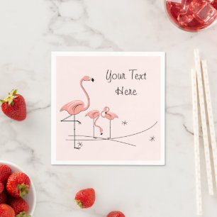 Flamants roses Rose Trio 4 serviettes en papier te