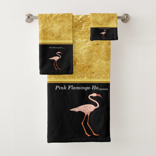 Flamants roses roses à feuille dorée debout textur (En situation)
