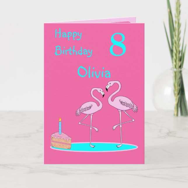 Flamants roses roses Carte de voeux d'anniversaire (Devant)