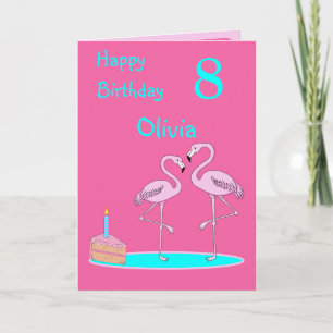 Flamants roses roses Carte de voeux d'anniversaire