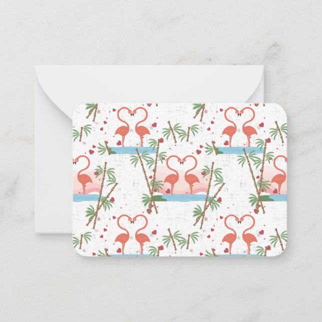 Flamants roses roses doux Valentine - Cartes pour  (Devant)