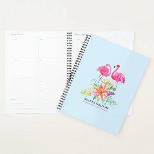 Flamants roses roses et Hibiscus tropical 2