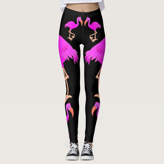 Flamants roses roses Leggings noirs - Choisir la c (Devant)
