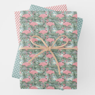 Flamants roses roses mignons Palm Tree Feuille Aqu