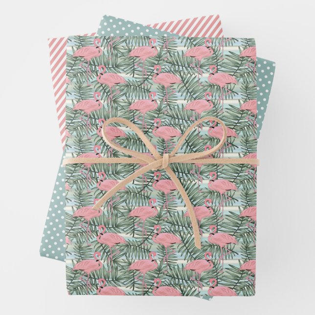 Flamants roses roses mignons Palm Tree Feuille Aqu (En situation)