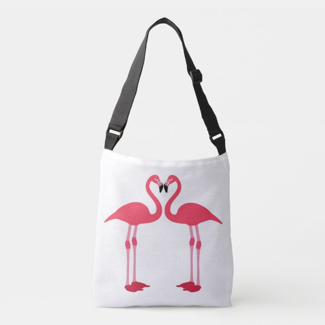Flamants roses roses traversent le sac (Devant)