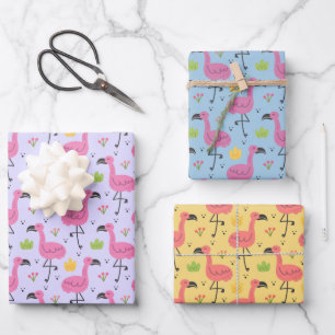 Flamants roses tropicaux Enveloppement Papier Ense