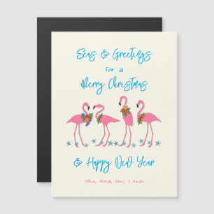 Flamants roses tropicaux Mer et salutations Cartes