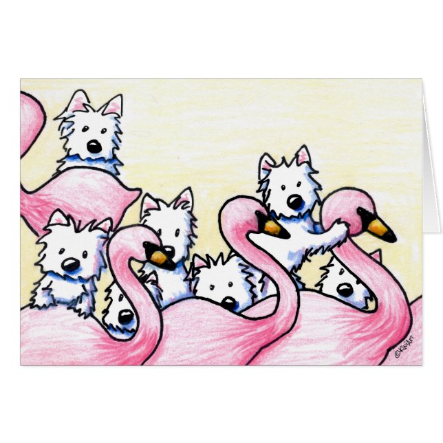 Flamants roses Westie KiniArt (Devant Horizontal)