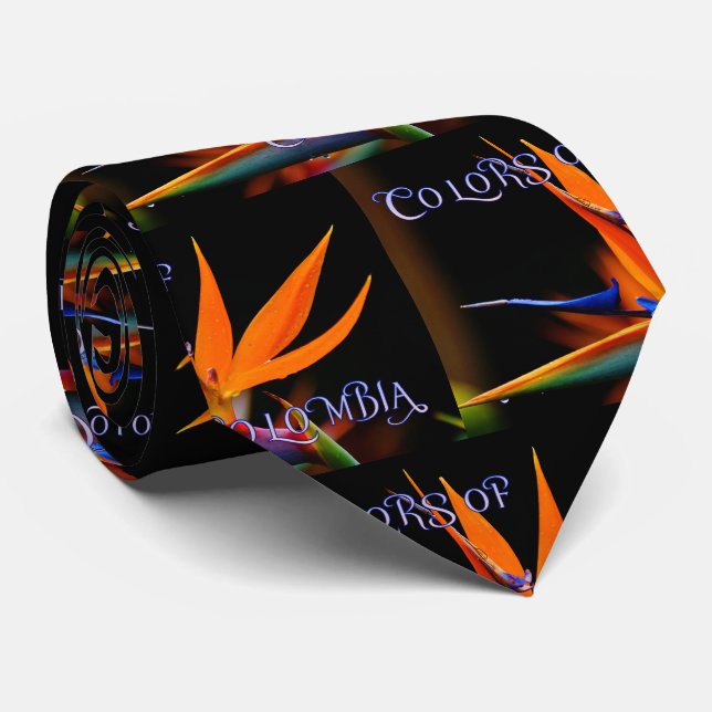 Flamboyant Bird of Paradise Flower Tie (Rolled)