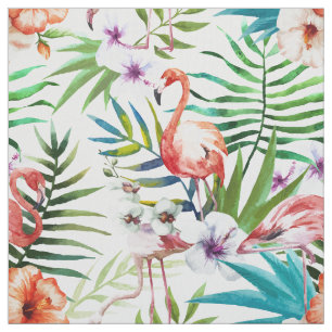 Flamboyant Flamingo Tropical nature garden pattern Fabric