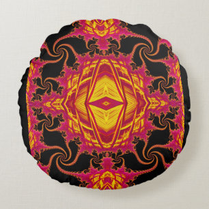 Flamboyant fractal round pillow