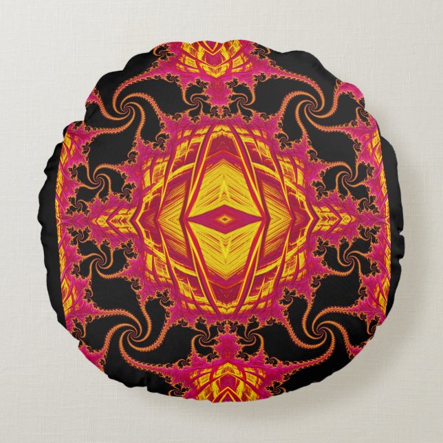 Flamboyant fractal round pillow (Front)