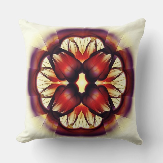 Flamboyant red floral decoration throw pillow (Front)