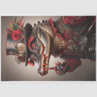 Flamboyant Steampunk Style Alligator Decoupage
