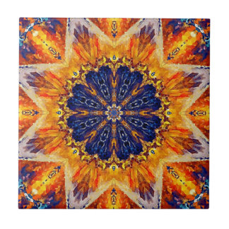 Flame and Navy Decorative Tile