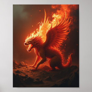 flame burning red realism poster