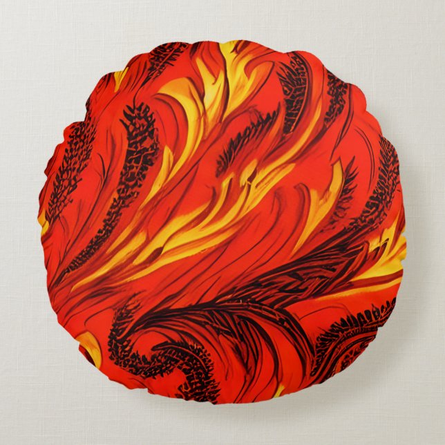 Flame Cascade Round Pillow (Front)