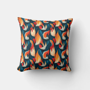 Flame Fabric   Red And Blue Repeating Pattern Throw Pillow